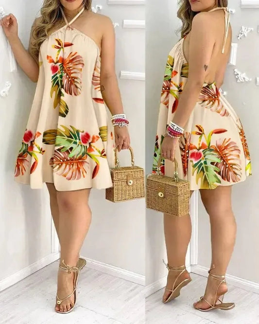 Tropical Leaf Mini Dress