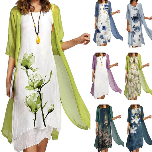 Casual Printed Dress Set