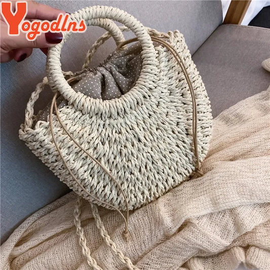 Rattan Half-Moon Crossbody Bag