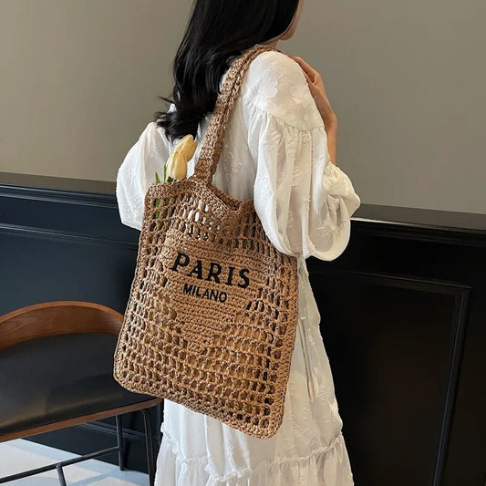 Woven Straw Shoulder Bag