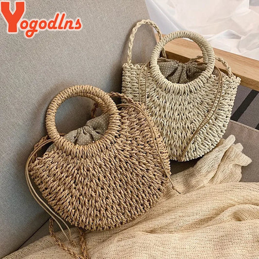 Rattan Half-Moon Crossbody Bag