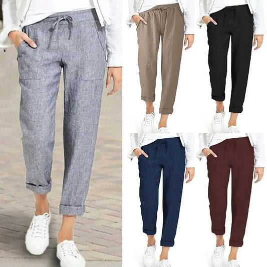 High-Waist Ankle-Length Pants